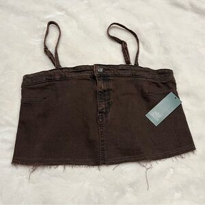 Wild Fable Brown Denim Crop Tank Top